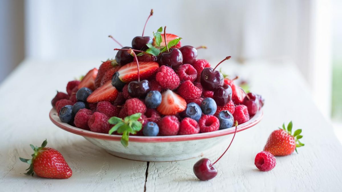 un guide pour préparer une salade de fruits rouges, dessert frais et savoureux